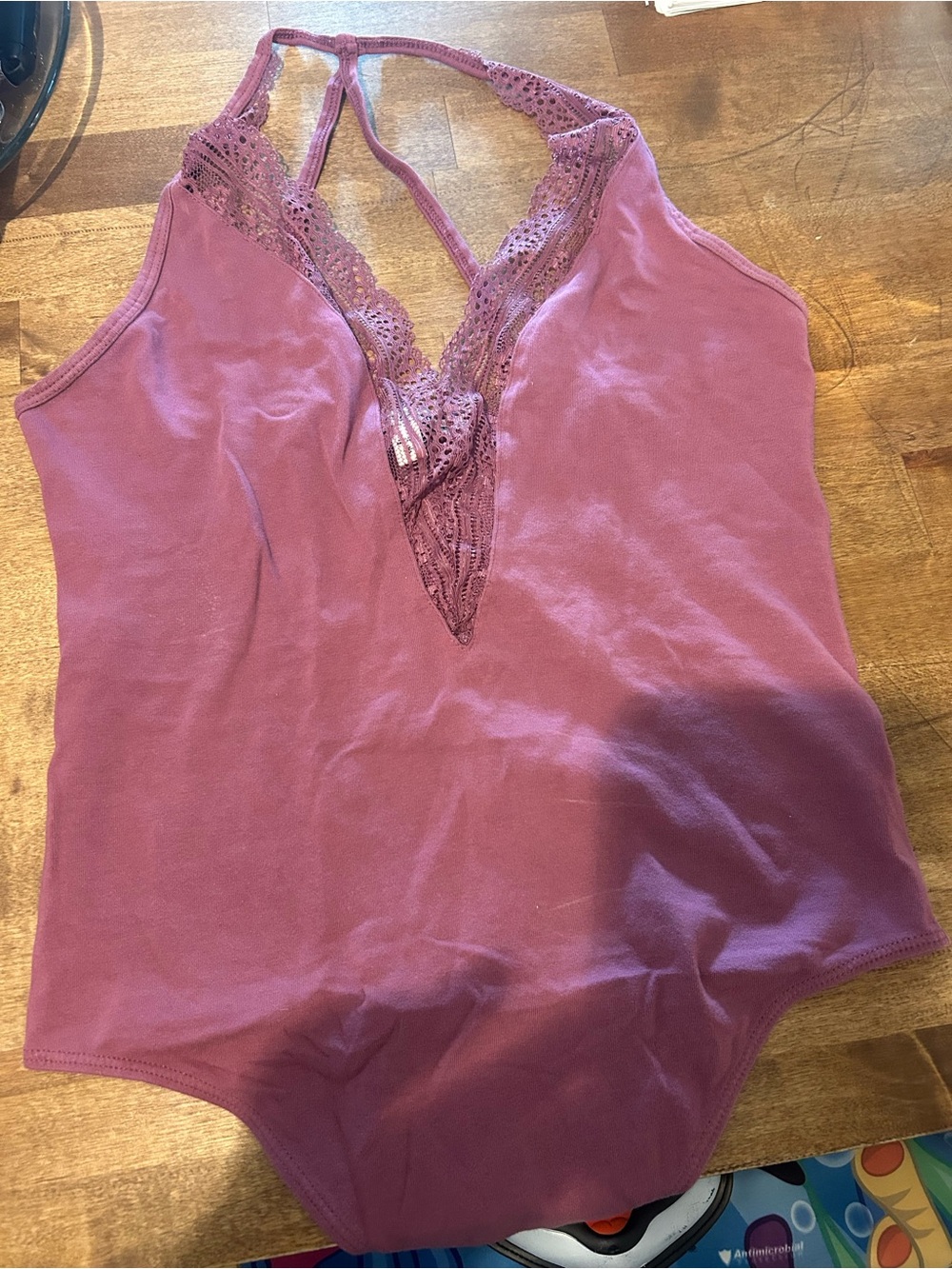 Express Mauve Lace-Trim Bodysuit